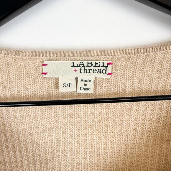 Label + Thread Wool Cashmere Knit Circle Poncho Sweater Beige - S - Picture 3 of 7